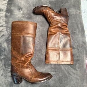 Vintage Frye Jane Stitch Brown Leather Boots size 10
